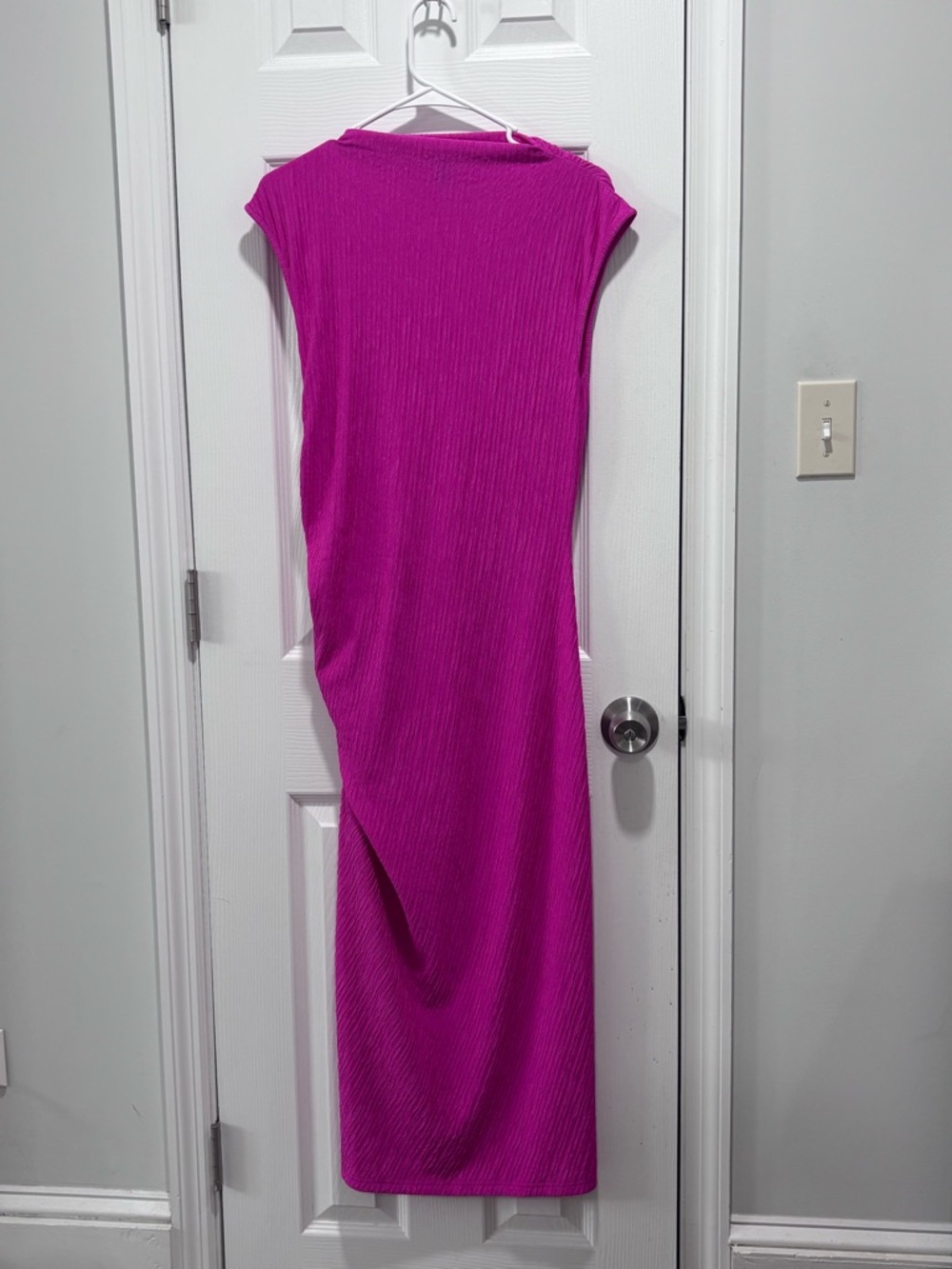 🩷SHEIN Fuchsia Ribbed Ruched Midi Dress - Picture 3 of 11